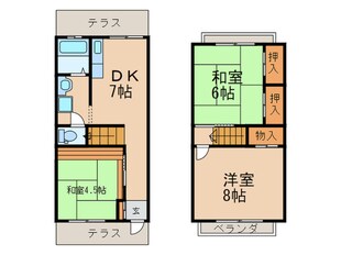 ２階建庭付貸家の物件間取画像